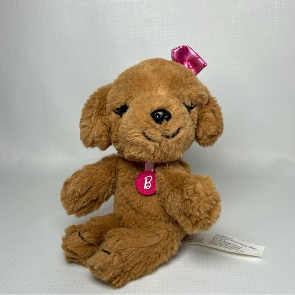 Stuffed Dog Mattel Barbie Just Play Stuffed Plush Animal Dog Toy Pink Bow - Picture 1 of 7